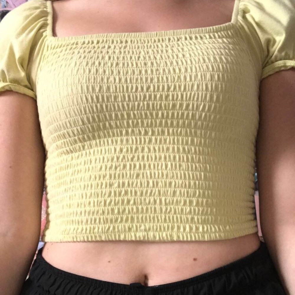 Lime green off the shoulder/over the shoulder top